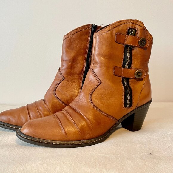 Rieker - Western-style Tan Leather Ankle Boots - Picture 2 of 9